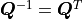 \bm{Q}^{-1} = \bm{Q}^T
